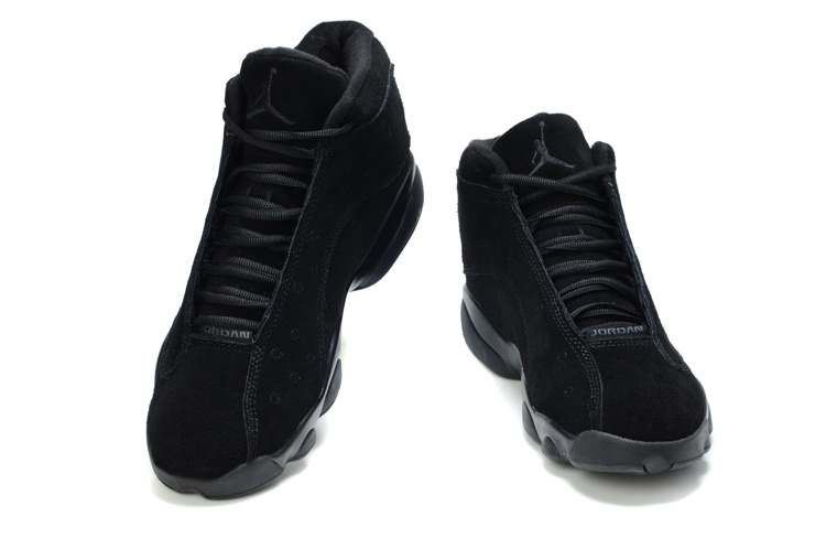 Air Jordan 13 Suede All Black Shoes - Click Image to Close