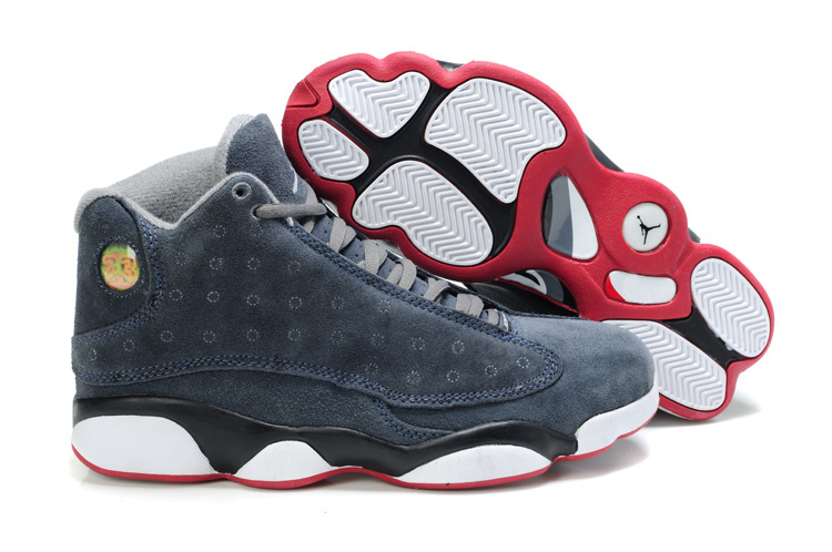 Air Jordan 13 Suede Black White Red Shoes - Click Image to Close