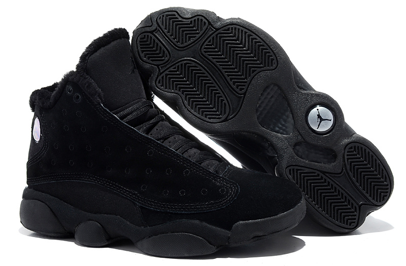Air Jordan 13 Wool All Black Shoes