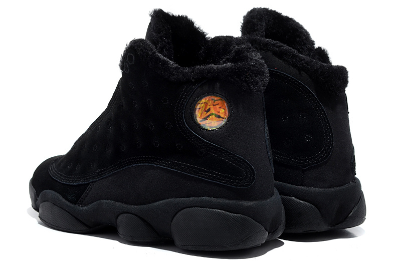 Air Jordan 13 Wool All Black Shoes - Click Image to Close