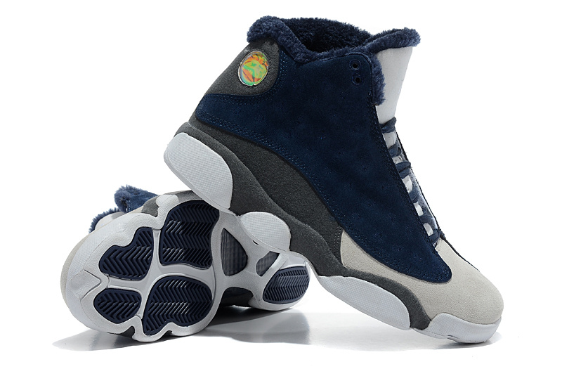 Air Jordan 13 Wool Blue White Grey Shoes - Click Image to Close