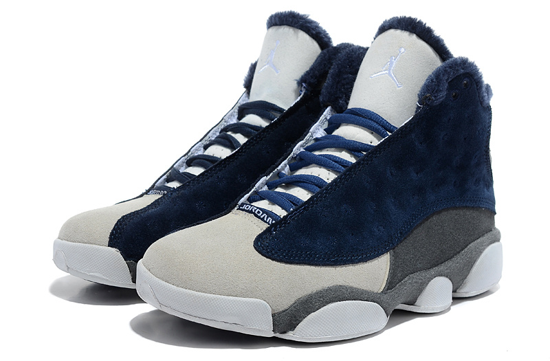 Air Jordan 13 Wool Blue White Grey Shoes - Click Image to Close