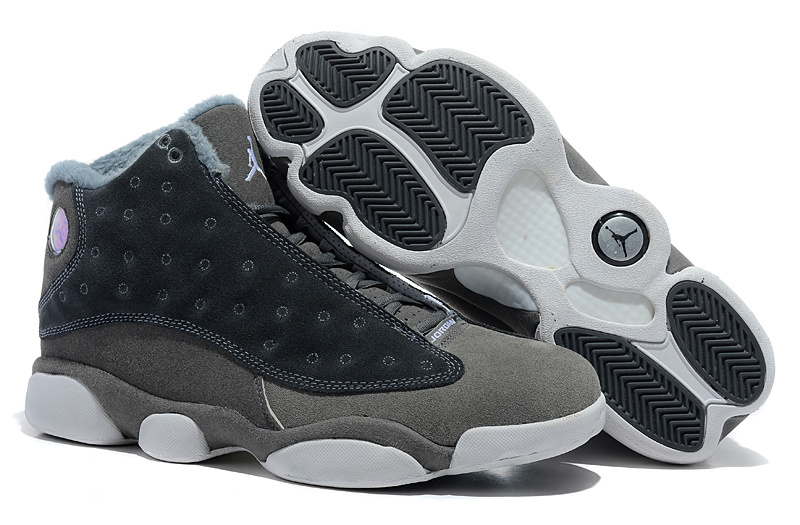 Air Jordan 13 Wool Grey White Shoes - Click Image to Close