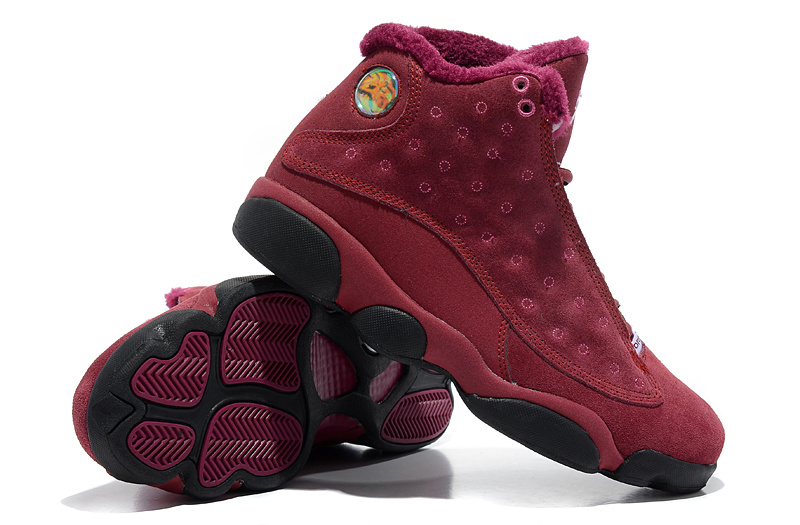 Air Jordan 13 Wool Wine Red Black Shoes - Click Image to Close