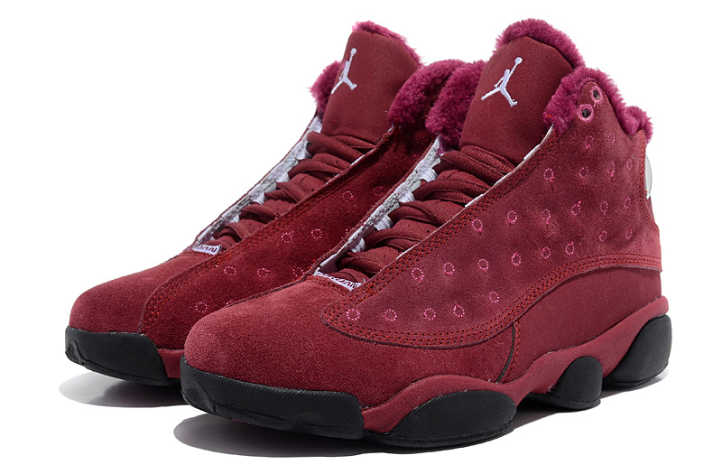 Air Jordan 13 Wool Wine Red Black Shoes - Click Image to Close