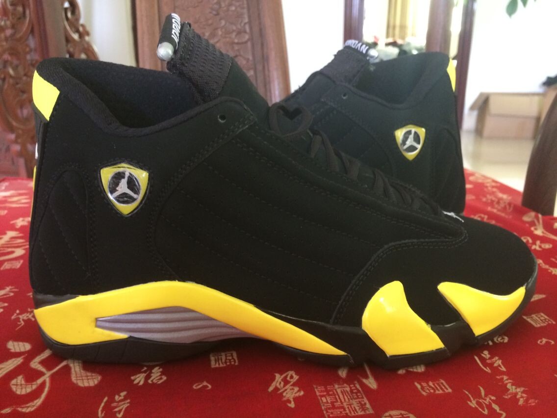 Air Jordan 14 Black Yellow Basektball Shoes - Click Image to Close