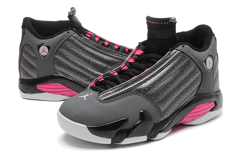 2015 Women Air Jordans 14 Grey Black Pink