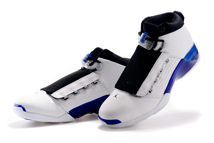 Air Jordan 17 White Black Blue Basketball Shoes - Click Image to Close