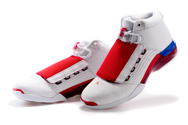 Air Jordan 17 White Red Blue Basketball Shoes