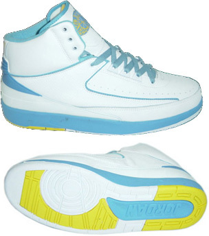 Air Jordan Retro 2 White Light Blue Yellow Chrome