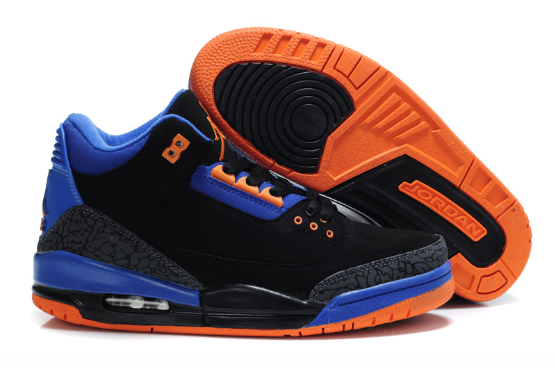 Air Jordan 3 Black Blue Orange Shoes Shoes