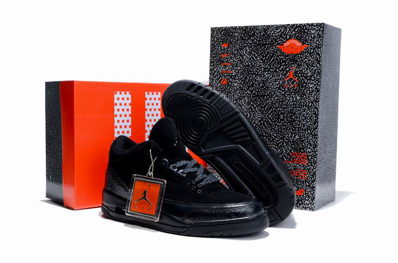 Air Jordan 3 Hardcover Box All Black Shoes - Click Image to Close