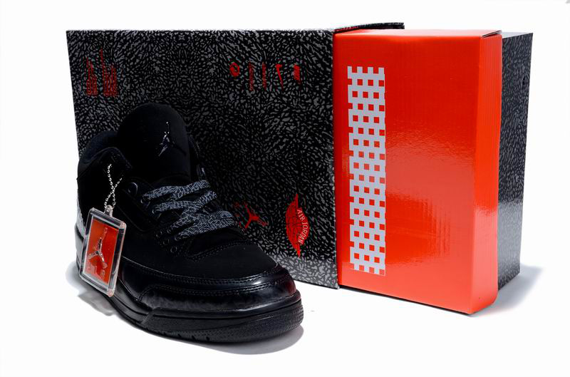 Air Jordan 3 Hardcover Box All Black Shoes - Click Image to Close