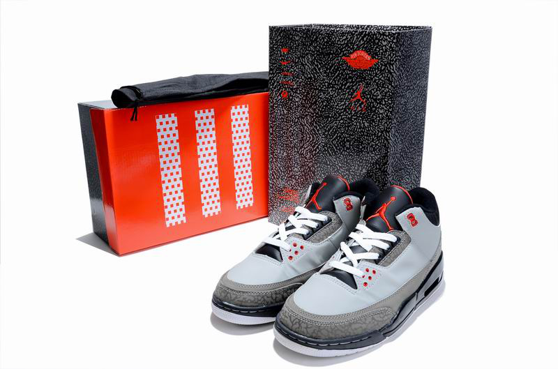 Air Jordan 3 Hardcover Box Grey Cement Black Shoes - Click Image to Close