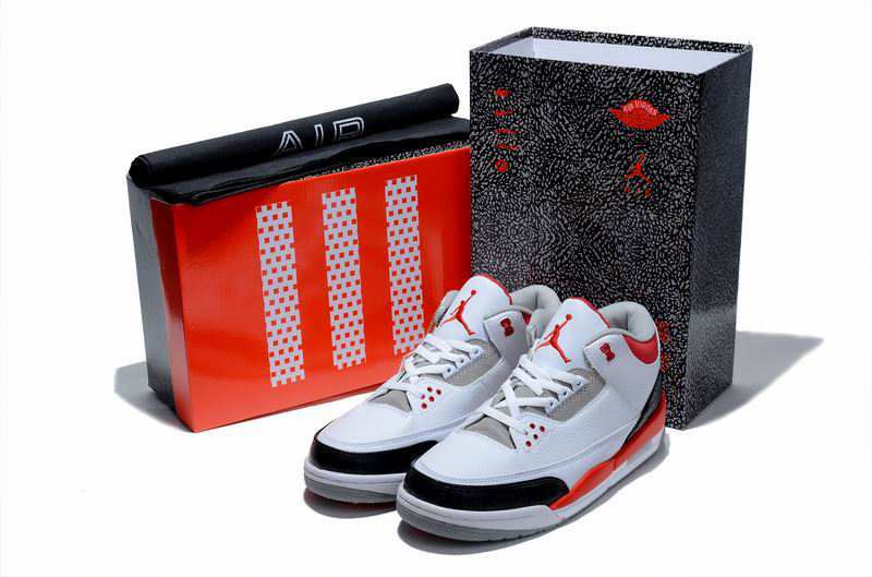 Air Jordan 3 Hardcover Box White Black Red Shoes - Click Image to Close