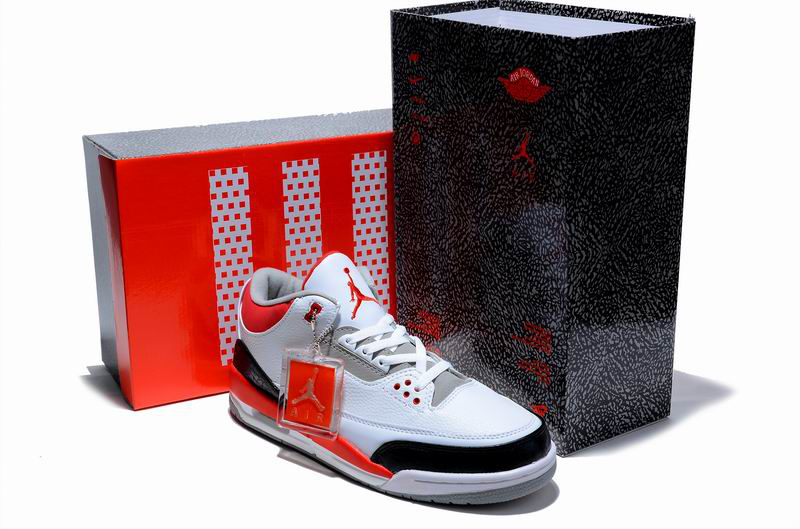 Air Jordan 3 Hardcover Box White Black Red Shoes - Click Image to Close
