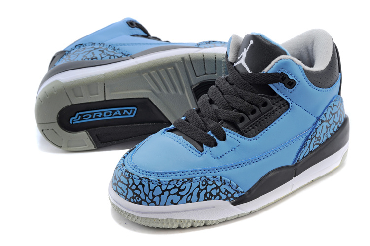 Classic Jordan 3 Royal Blue Black Shoes For Kids