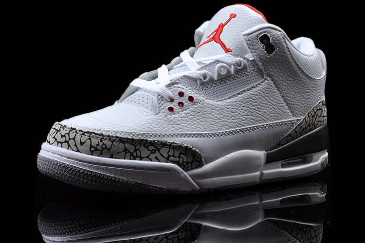 Air Jordan 3 White Grey Nike Logo Shoes