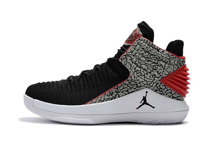 2017 Jordan 32 Black Cement Grey Red Shoes