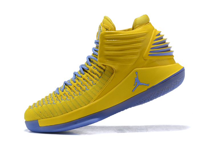 2017 New Jordan 32 Yellow Grey Blue Shoes - Click Image to Close