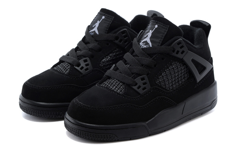 Classic Jordan 4 All Black Shoes For Kids