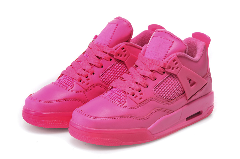 Women Jordans 4 All Hot Pink - Click Image to Close