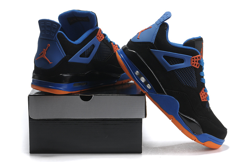 Air Jordan 4 Black Orange Blue Shoes