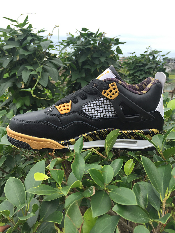 2017 Jordan 4 Gold Medal Black Yellow Shoes - Click Image to Close