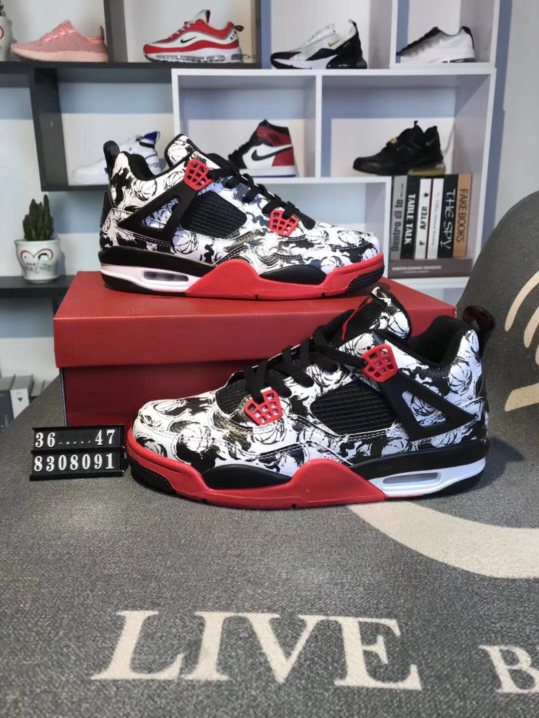 Air Jordan 4 Graffiti Theme Shoes - Click Image to Close