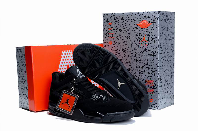 Air Jordan 4 Hardcover Box All Black Shoes - Click Image to Close