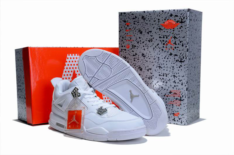 Air Jordan 4 Hardcover Box All White Shoes - Click Image to Close