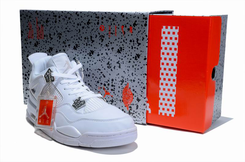 Air Jordan 4 Hardcover Box All White Shoes - Click Image to Close