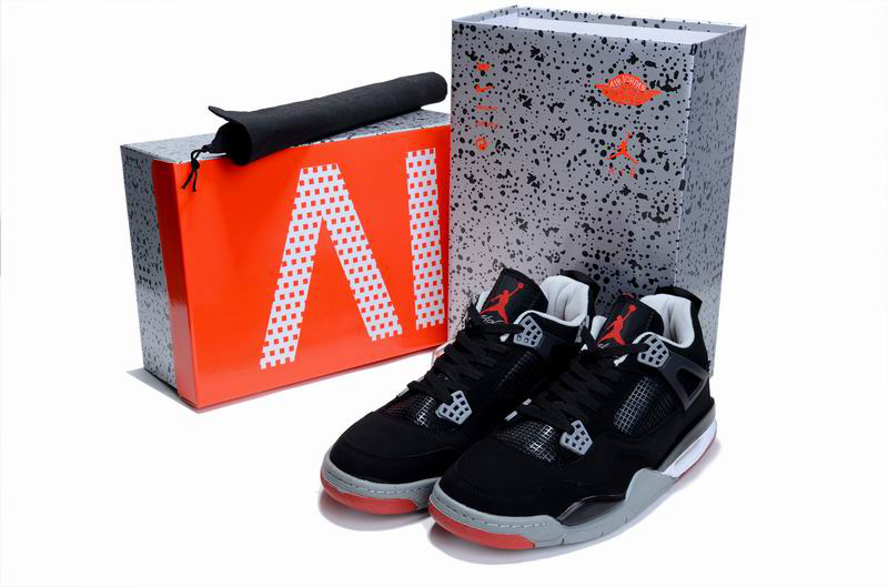 Air Jordan 4 Hardcover Box Black Grey Red Shoes - Click Image to Close