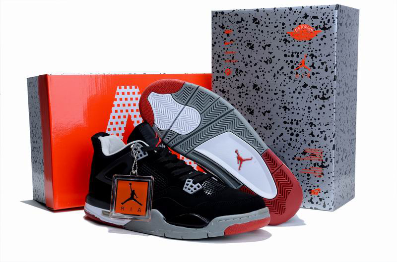 Air Jordan 4 Hardcover Box Black Grey Red Shoes - Click Image to Close