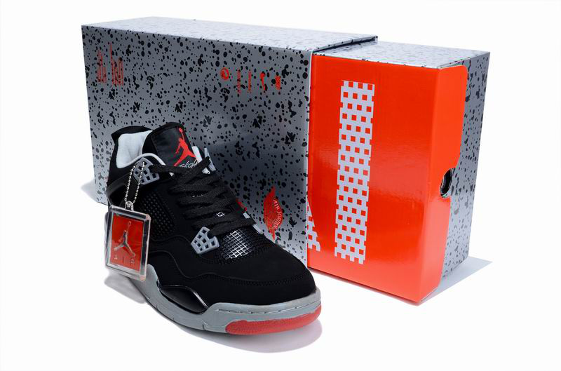 Air Jordan 4 Hardcover Box Black Grey Red Shoes - Click Image to Close