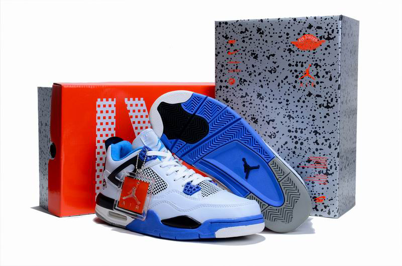 Air Jordan 4 Hardcover Box White Blue Black Shoes