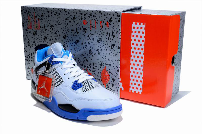 Air Jordan 4 Hardcover Box White Blue Black Shoes