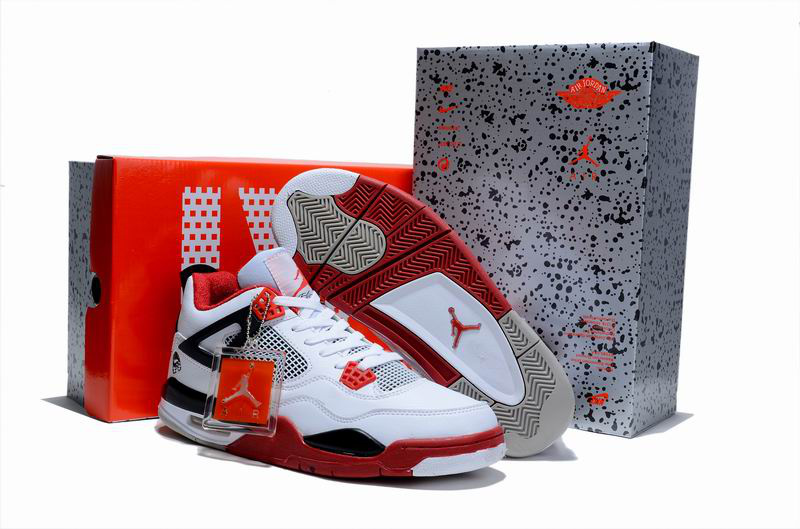 Air Jordan 4 Hardcover Box White Red Black Shoes