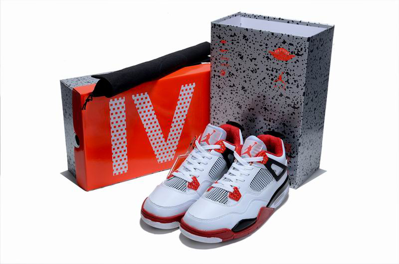 Air Jordan 4 Hardcover Box White Red Black Shoes - Click Image to Close