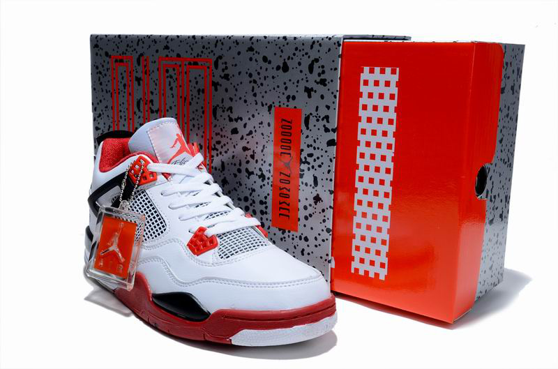 Air Jordan 4 Hardcover Box White Red Black Shoes