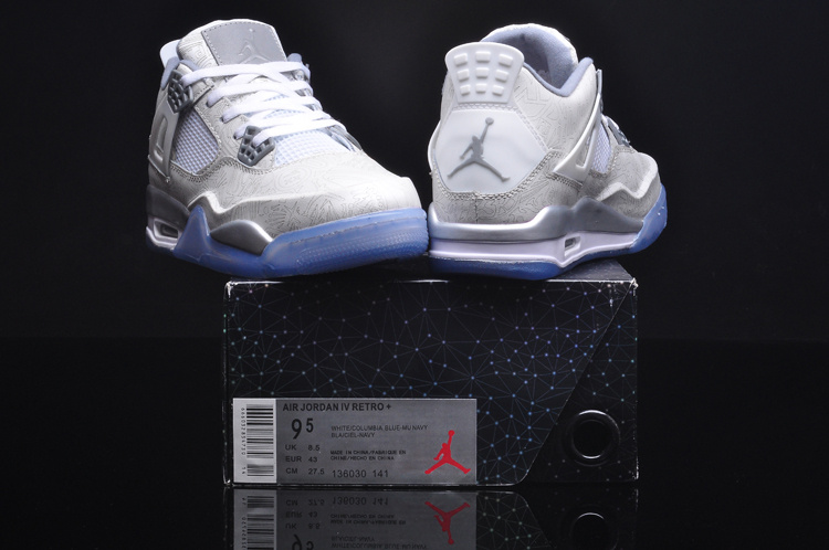 Laser 5LAB4 White Grey Jordans 4 - Click Image to Close