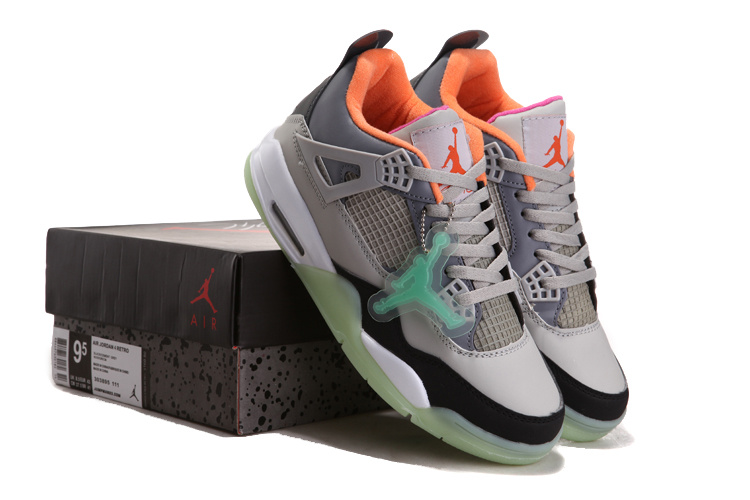 2012 Air Jordan 4 Midnight Grey Black Orange Shoes - Click Image to Close