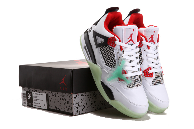 2012 Air Jordan 4 Midnight White Black Red Shoes - Click Image to Close