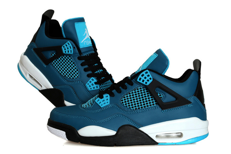 2015 Air Jordan 4 Retro Teal Blue Black White Shoes - Click Image to Close