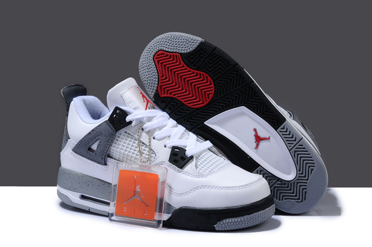 Air Jordan 4 White Black Grey For Women - Click Image to Close