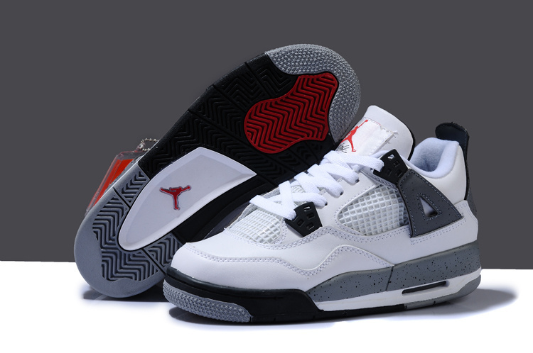 Air Jordan 4 White Black Grey For Women - Click Image to Close