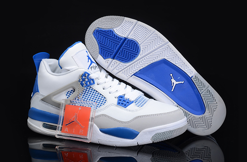 Air Jordan 4 White Blue For Women - Click Image to Close