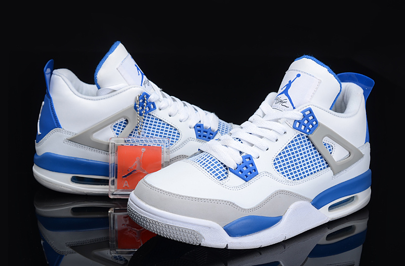 Air Jordan 4 White Blue For Women - Click Image to Close