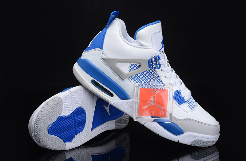 Air Jordan 4 White Blue For Women - Click Image to Close