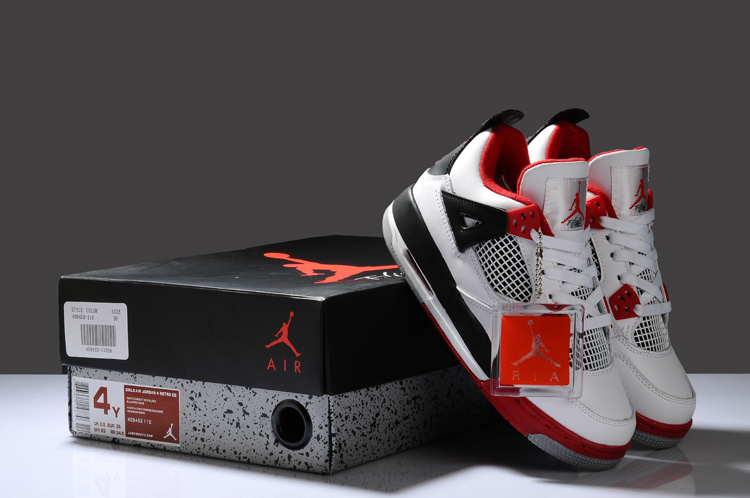 Air Jordan 4 White Red Black For Women